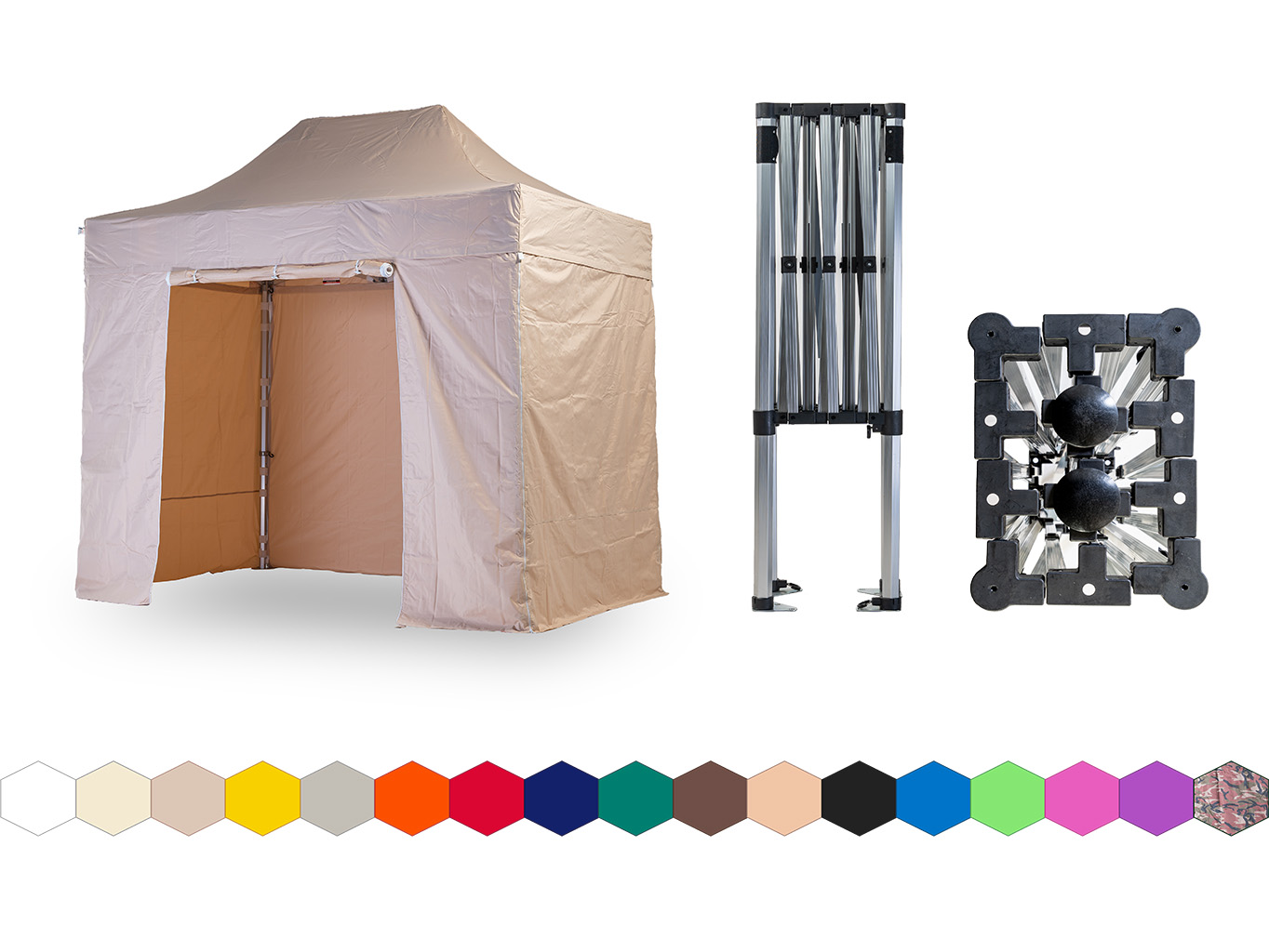 Nůžkový párty stan 2x3 m TENTino SMALL HEXAGON Barva opláštění: 3A - BÉŽOVÁ