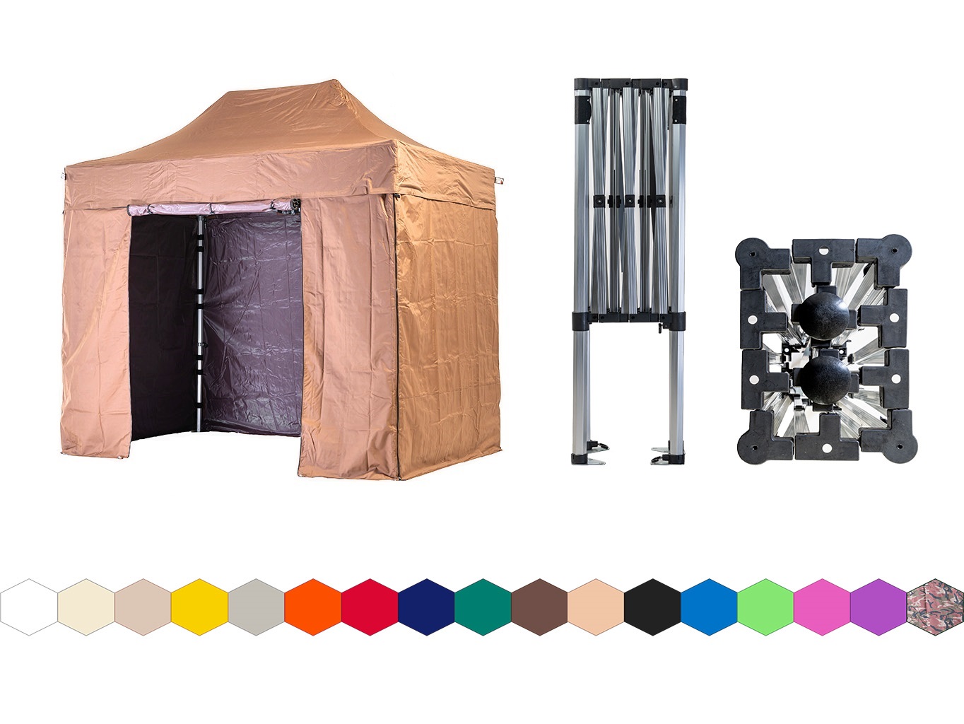 Nůžkový párty stan 2x3 m TENTino SMALL HEXAGON Barva opláštění: 10B - SVĚTLE HNĚDÁ