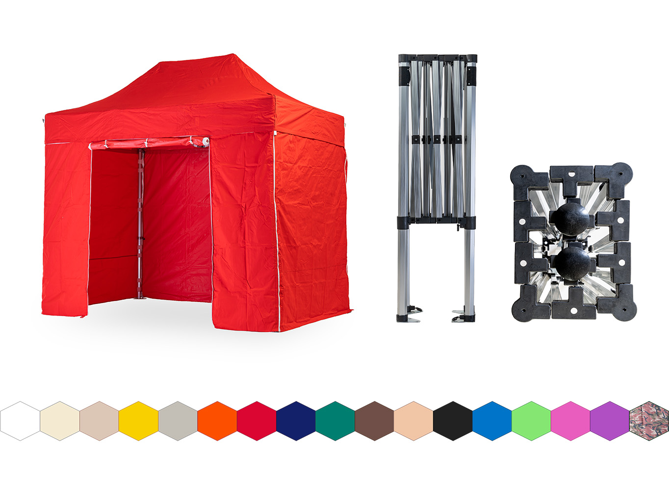 Nůžkový párty stan 2x3 m TENTino SMALL HEXAGON Barva opláštění: 7A - ČERVENÁ