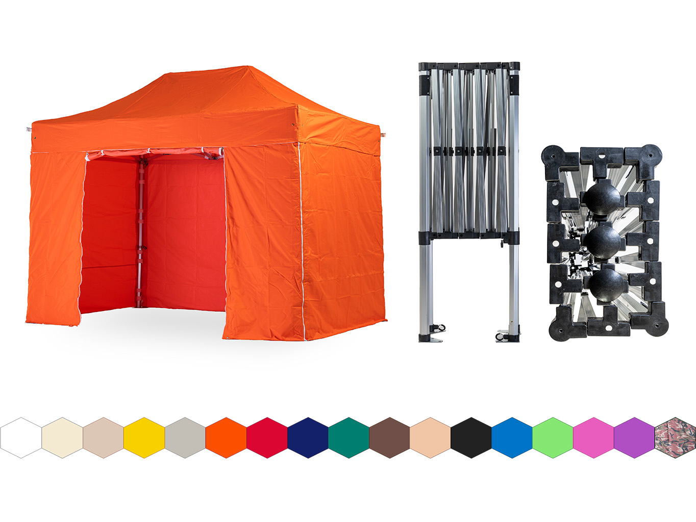 Nůžkový párty stan 2x4 m TENTino SMALL HEXAGON Barva opláštění: 6A - ORANŽOVÁ