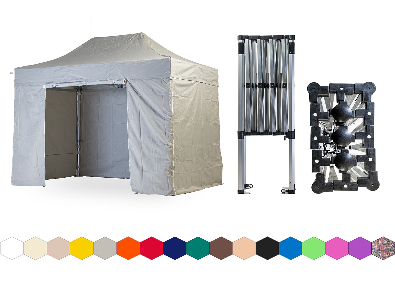 Nůžkový párty stan 2x4 m TENTino SMALL HEXAGON Barva opláštění: 5A - ŠEDÁ