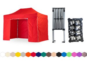 Nůžkový párty stan 2x4 m TENTino SMALL HEXAGON Barva opláštění: 7A - ČERVENÁ