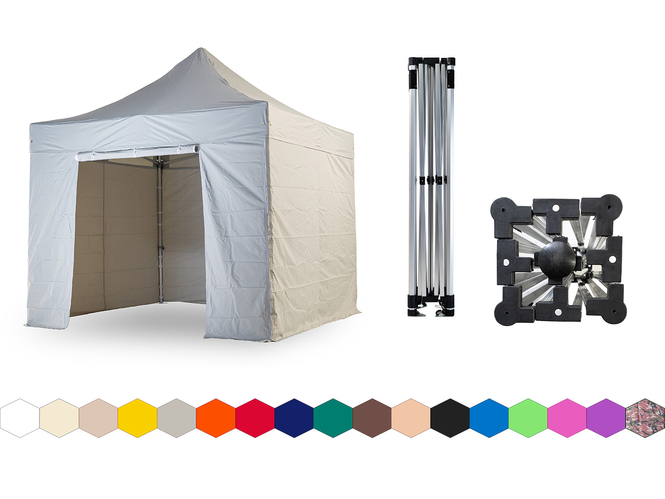 Nůžkový párty stan 3x3 m TENTino SMALL HEXAGON Barva opláštění: 5A - ŠEDÁ