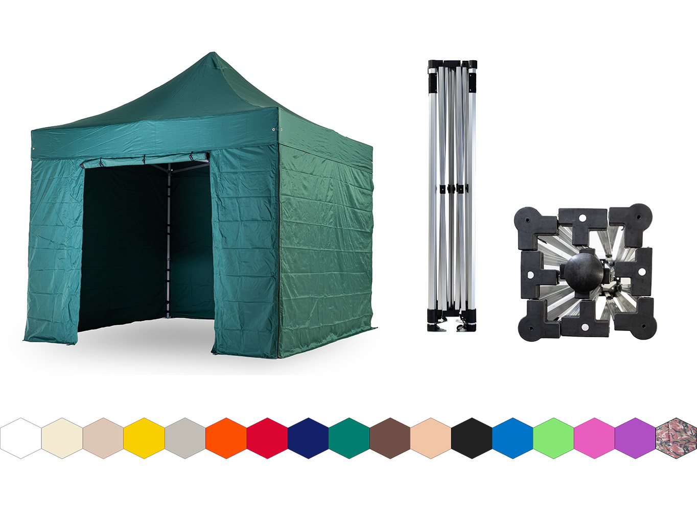 Nůžkový párty stan 3x3 m TENTino SMALL HEXAGON Barva opláštění: 9A - ZELENÁ