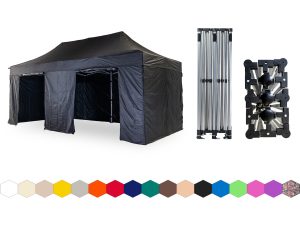Nůžkový párty stan 3x6 m TENTino SMALL HEXAGON Barva opláštění: 11A - ČERNÁ