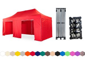 Nůžkový párty stan 3x6 m TENTino SMALL HEXAGON Barva opláštění: 7A - ČERVENÁ