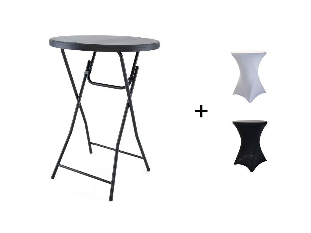 AKCE! Bistro stůl koktejlový 80 cm s ubrusem ZDARMA Barva: ČERNÁ