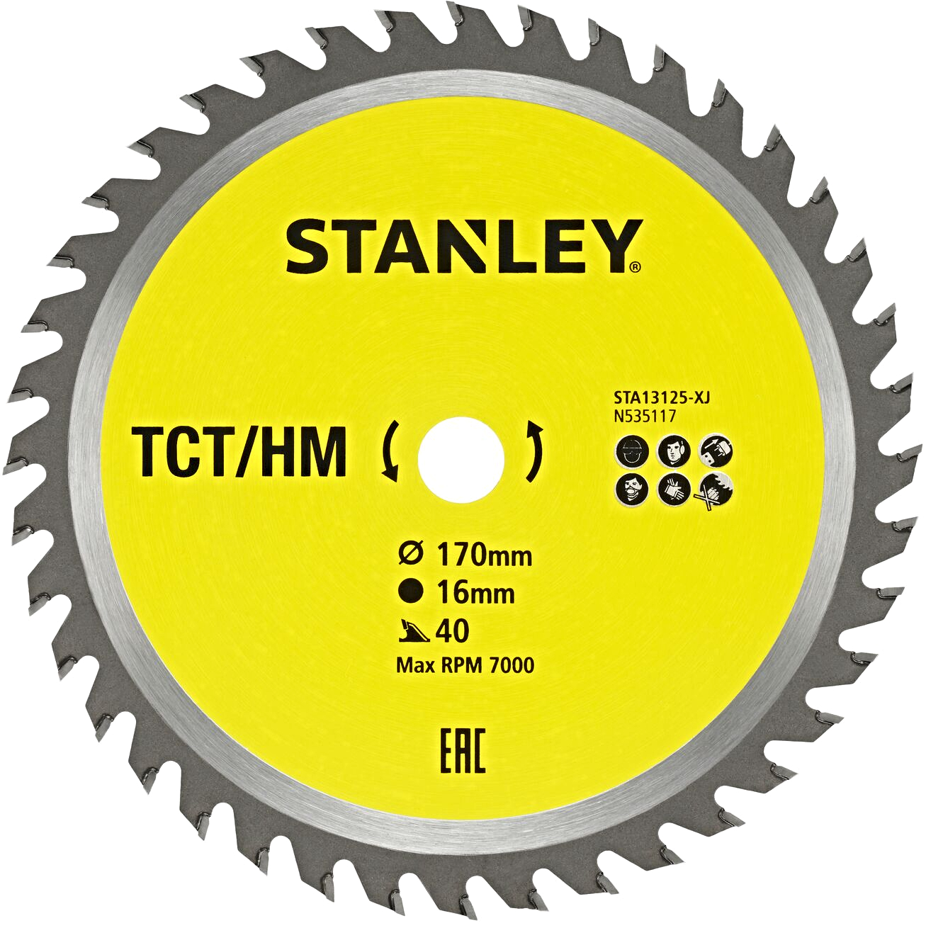 STANLEY STA13125 170x16mm (40Z) TCT/HM pilový kotouč na dřevo