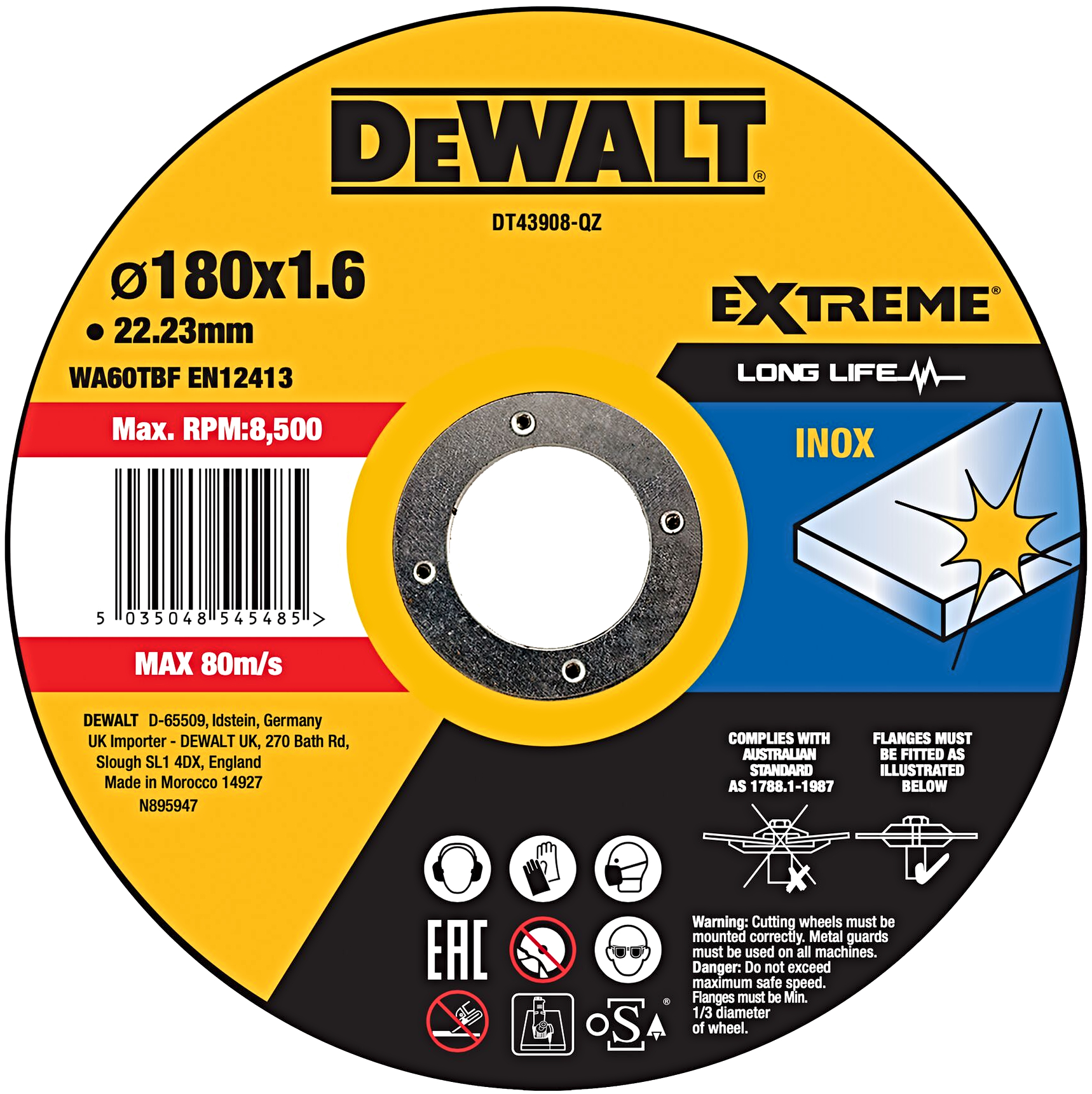 DeWALT DT43908 řezný kotouč na nerez 180x1.6mm