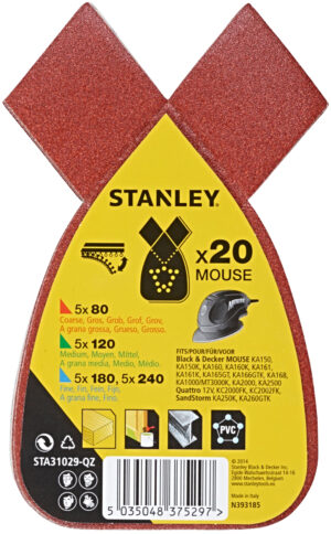 STANLEY STA31029 sada brusných papírů Mouse (P80