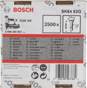 BOSCH SK64 63G 63mm hřeby pro GSK64 | 2500 ks