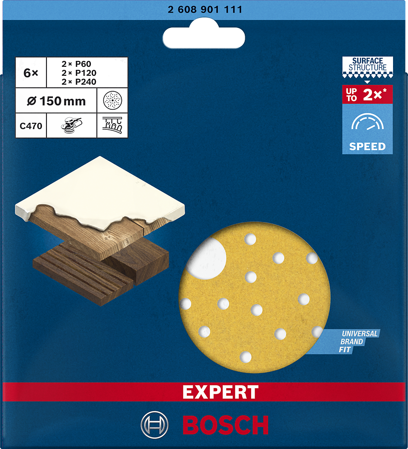 BOSCH Expert C470 sada 150mm kruhových brusných papírů