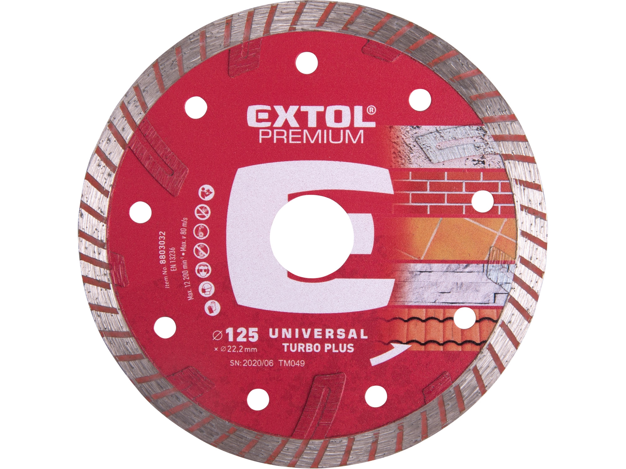 Diamantový turbo plus kotouč na suché/mokré řezání EXTOL PREMIUM ø 125x22