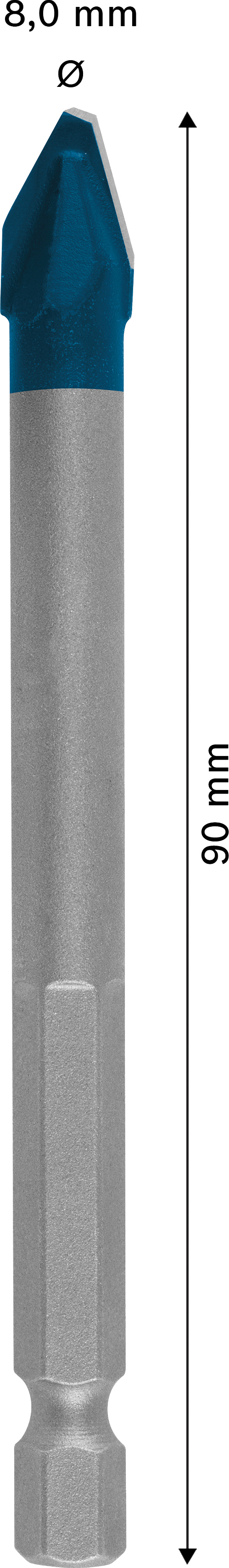 Vrták na dlažbu Bosch EXPERT HEX-9 HardCeramic Dostupné varianty: Vrták na dlažbu - Bosch HEX-9 HardCeramic ø8x90mm