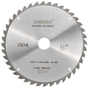 Metabo pilový kotouč precision cut wood - classic 216x30mm 40Z 5° negativ 628060000