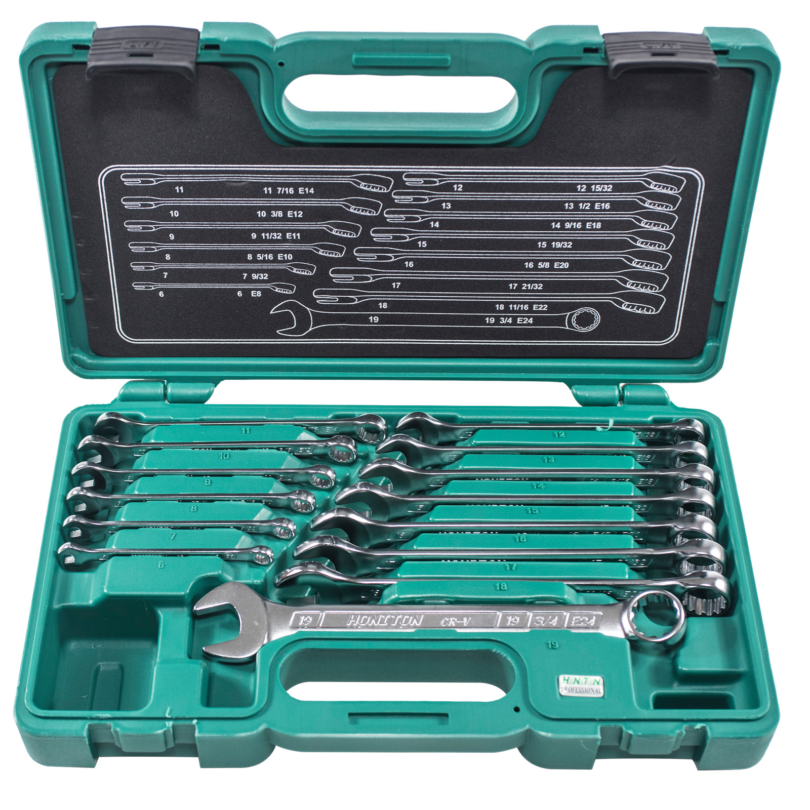 Sada očkoplochých klíčů (14ks) HONITON 6-19 mm v kufru