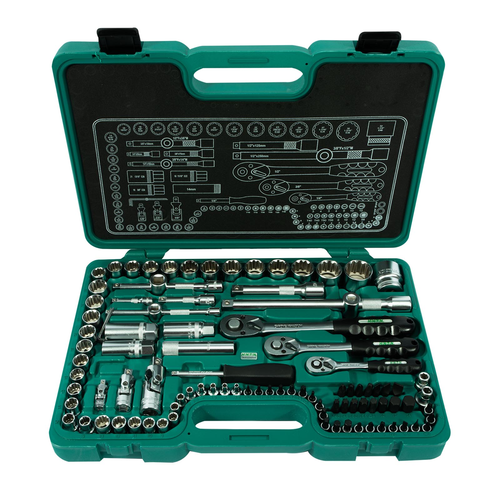 HONITON Sada hlavic 1/4"-3/8"-1/2" 99 dílů