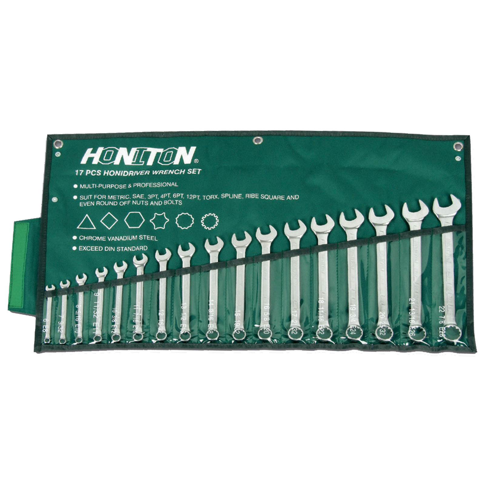 Sada očkoplochých klíčů (17ks) HONITON 6-22 mm