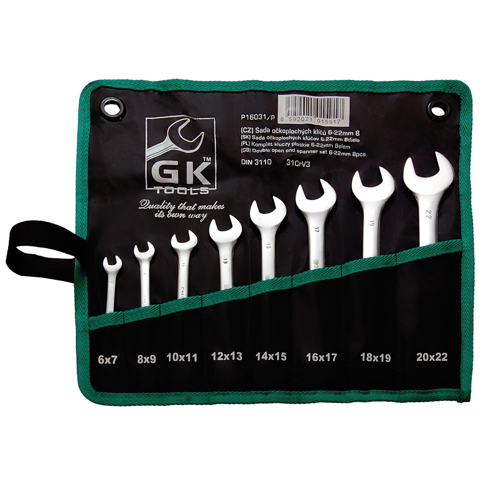 Sada plochých klíčů (8ks) GK TOOLS 6-22 mm