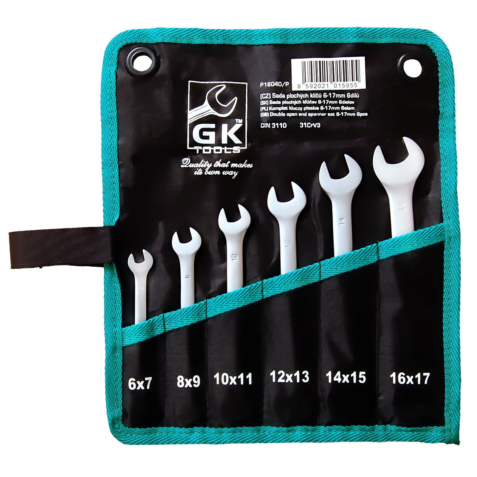 Sada plochých klíčů (matný chrom) (6ks) GK TOOLS 6-17 mm