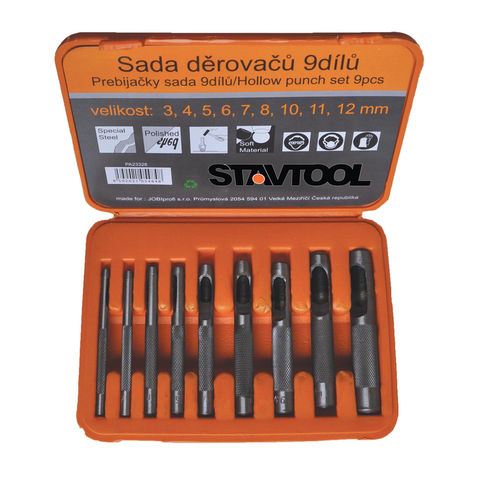 XTline Sada děrovačů 3-12mm 9 dílů - plastový obal