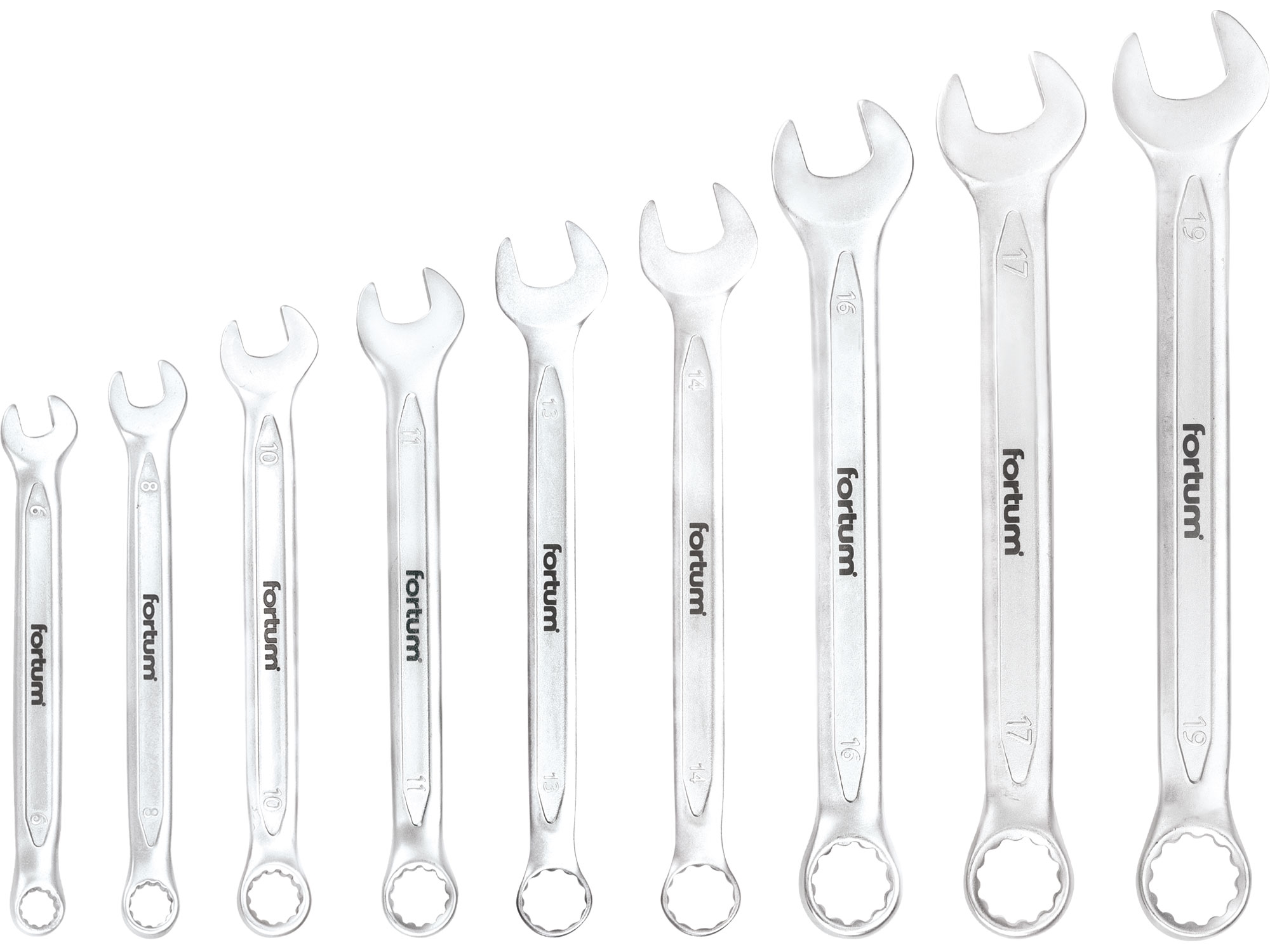 Sada očkoplochých klíčů (9ks) FORTUM 61CrV5 6-19 mm
