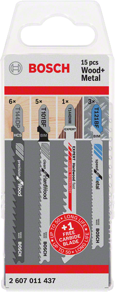 Sada (15 ks) pilových plátků T pro přímočarou pilu Bosch pro kov a dřevo