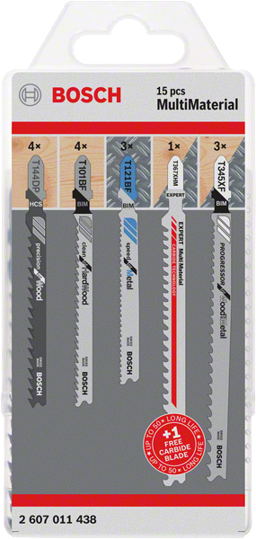 Sada (15 ks) pilových plátků T pro přímočarou pilu Bosch pro více materiálů