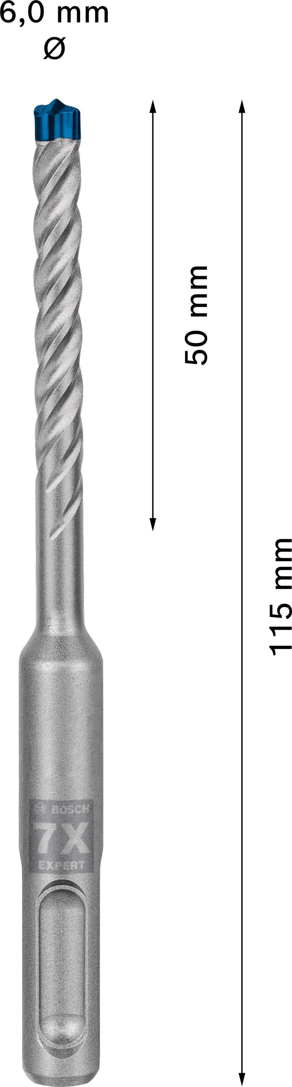 Vrták do betonu SDS plus-7X Bosch EXPERT Dostupné varianty: Vrták do betonu SDS plus-7X Bosch EXPERT 6x50x115 mm