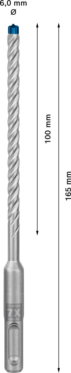 Vrták do betonu SDS plus-7X Bosch EXPERT Dostupné varianty: Vrták do betonu SDS plus-7X Bosch EXPERT 6x100x165 mm