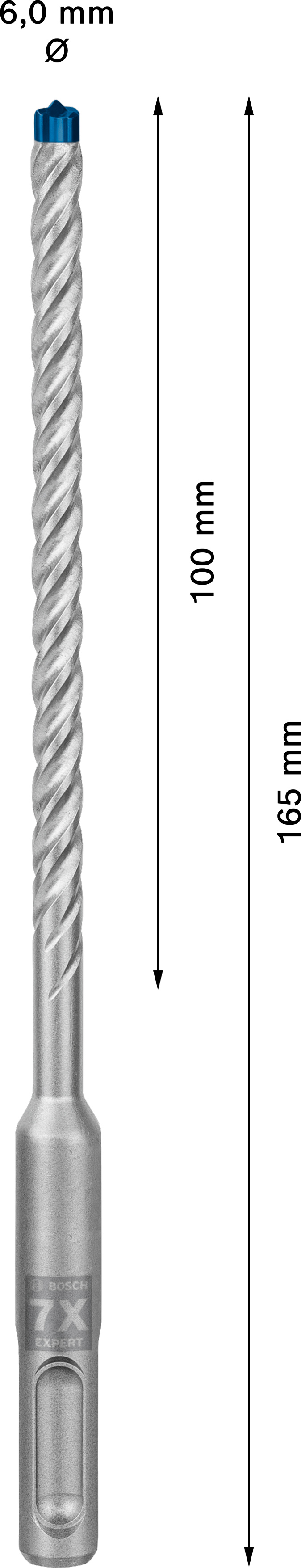 Vrták do betonu SDS plus-7X Bosch EXPERT Dostupné varianty: Vrták do betonu SDS plus-7X Bosch EXPERT 6x100x165 mm