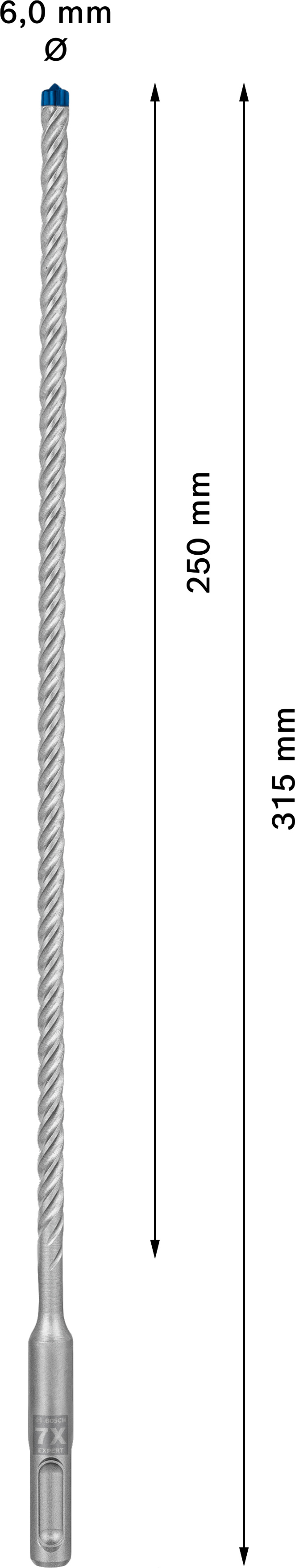 Vrták do betonu SDS plus-7X Bosch EXPERT Dostupné varianty: Vrták do betonu SDS plus-7X Bosch EXPERT 6x250x315 mm