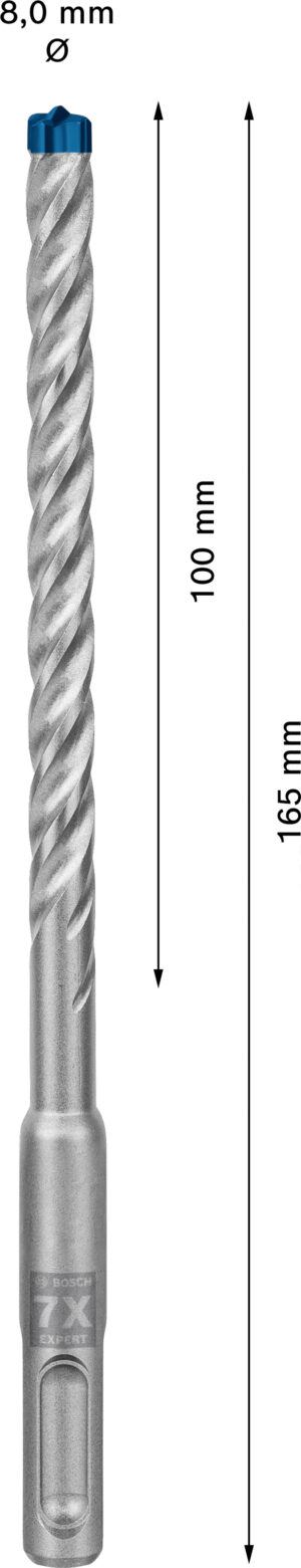 Vrták do betonu SDS plus-7X Bosch EXPERT Dostupné varianty: Vrták do betonu SDS plus-7X Bosch EXPERT 8x100x165 mm