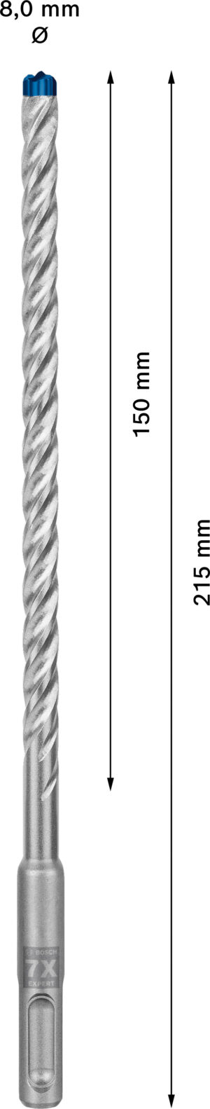 Vrták do betonu SDS plus-7X Bosch EXPERT Dostupné varianty: Vrták do betonu SDS plus-7X Bosch EXPERT 8x150x215 mm
