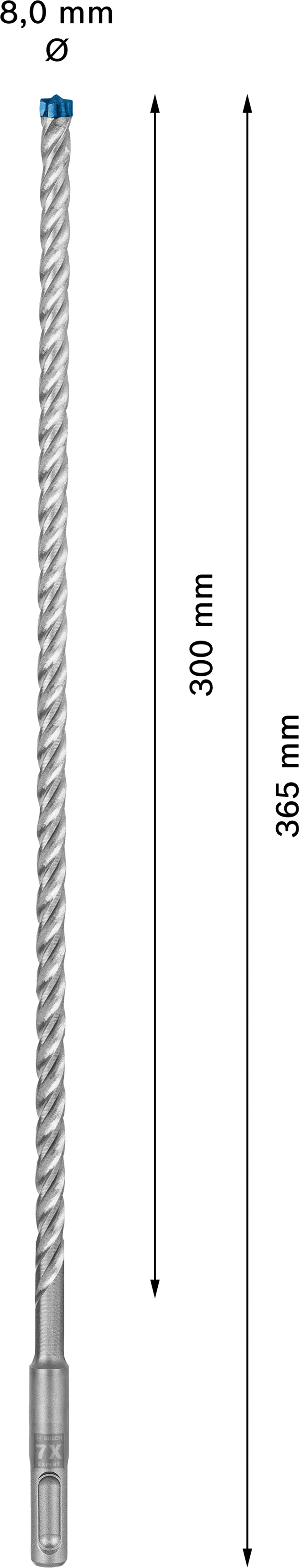 Vrták do betonu SDS plus-7X Bosch EXPERT Dostupné varianty: Vrták do betonu SDS plus-7X Bosch EXPERT 8x300x365 mm