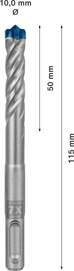 Vrták do betonu SDS plus-7X Bosch EXPERT Dostupné varianty: Vrták do betonu SDS plus-7X Bosch EXPERT 10x50x115 mm