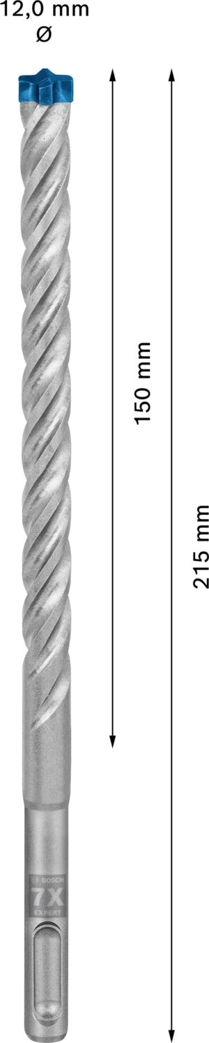 Vrták do betonu SDS plus-7X Bosch EXPERT Dostupné varianty: Vrták do betonu SDS plus-7X Bosch EXPERT 12x150x215 mm