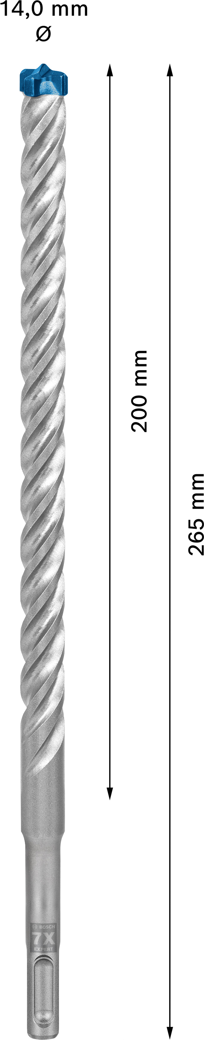 Vrták do betonu SDS plus-7X Bosch EXPERT Dostupné varianty: Vrták do betonu SDS plus-7X Bosch EXPERT 14x200x265 mm