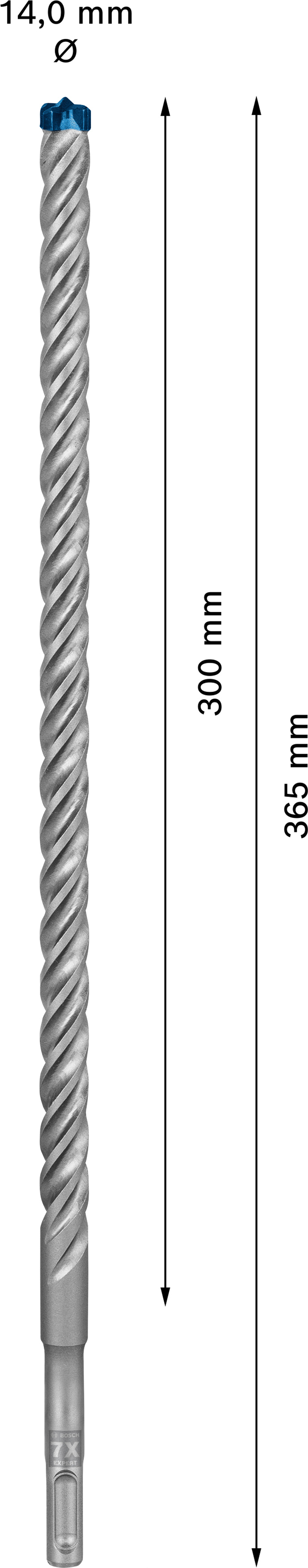 Vrták do betonu SDS plus-7X Bosch EXPERT Dostupné varianty: Vrták do betonu SDS plus-7X Bosch EXPERT 14x300x365 mm