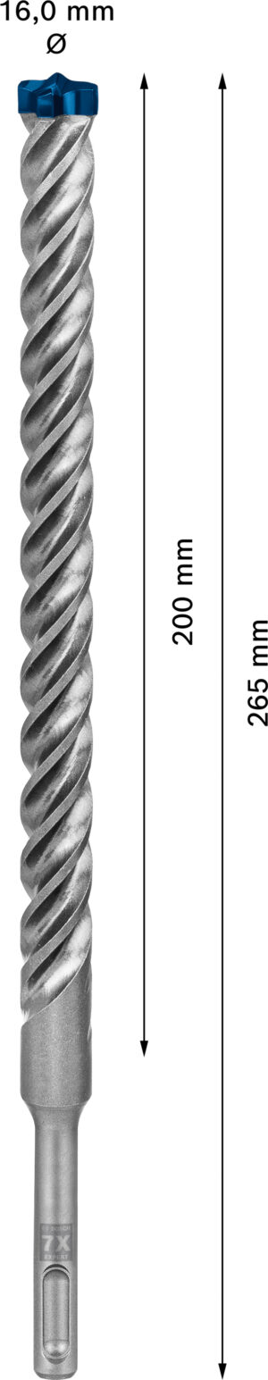 Vrták do betonu SDS plus-7X Bosch EXPERT Dostupné varianty: Vrták do betonu SDS plus-7X Bosch EXPERT 16x200x265 mm