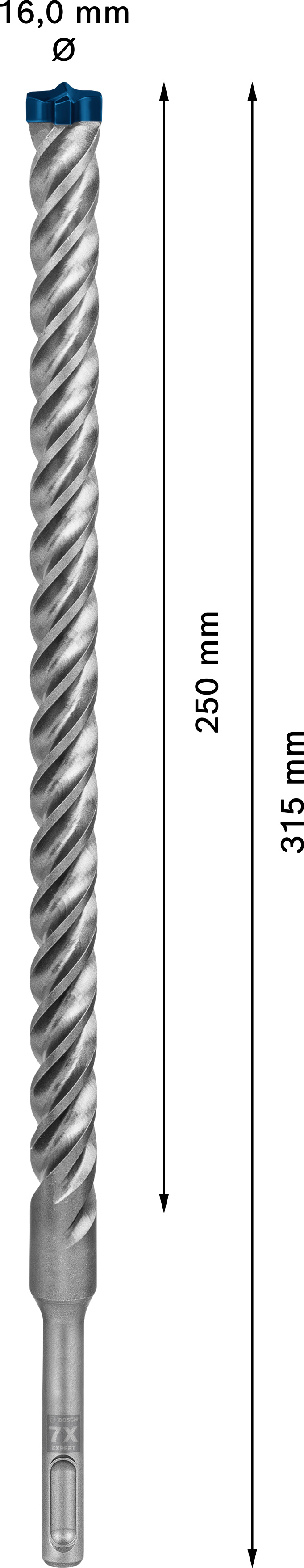 Vrták do betonu SDS plus-7X Bosch EXPERT Dostupné varianty: Vrták do betonu SDS plus-7X Bosch EXPERT 16x250x315 mm