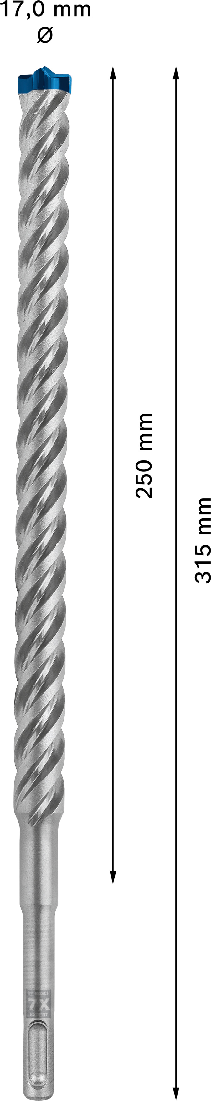 Vrták do betonu SDS plus-7X Bosch EXPERT Dostupné varianty: Vrták do betonu SDS plus-7X Bosch EXPERT 17x250x315 mm