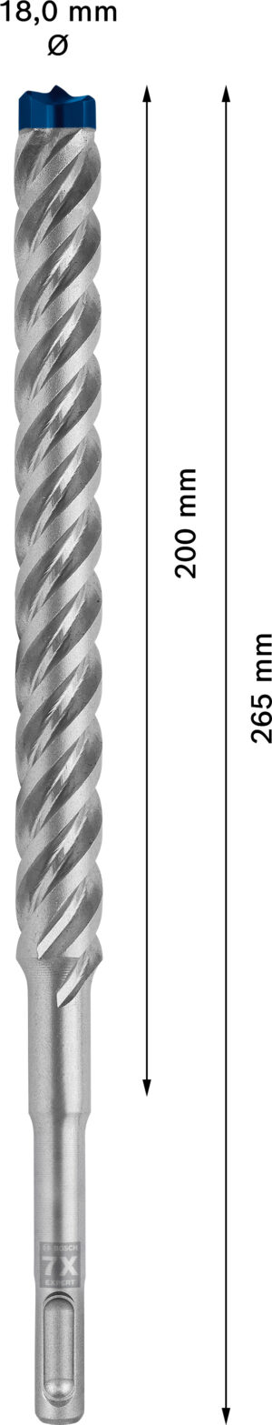 Vrták do betonu SDS plus-7X Bosch EXPERT Dostupné varianty: Vrták do betonu SDS plus-7X Bosch EXPERT 18x200x265 mm