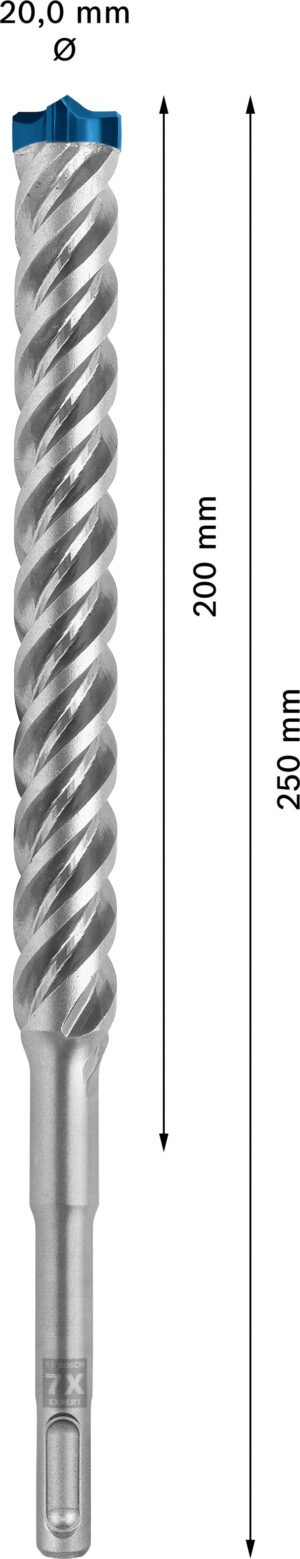 Vrták do betonu SDS plus-7X Bosch EXPERT Dostupné varianty: Vrták do betonu SDS plus-7X Bosch EXPERT 20x200x265 mm