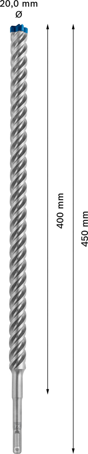 Vrták do betonu SDS plus-7X Bosch EXPERT Dostupné varianty: Vrták do betonu SDS plus-7X Bosch EXPERT 20x400x450 mm