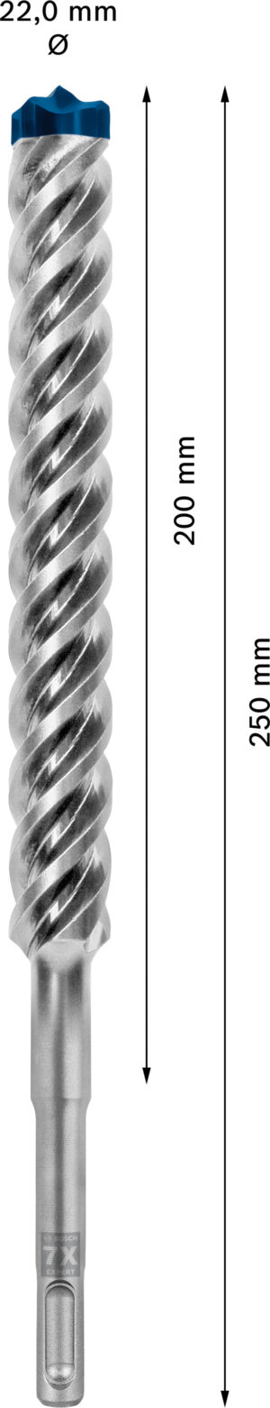 Vrták do betonu SDS plus-7X Bosch EXPERT Dostupné varianty: Vrták do betonu SDS plus-7X Bosch EXPERT 22x200x250 mm