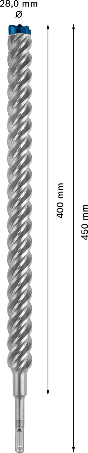 Vrták do betonu SDS plus-7X Bosch EXPERT Dostupné varianty: Vrták do betonu SDS plus-7X Bosch EXPERT 28x400x450 mm