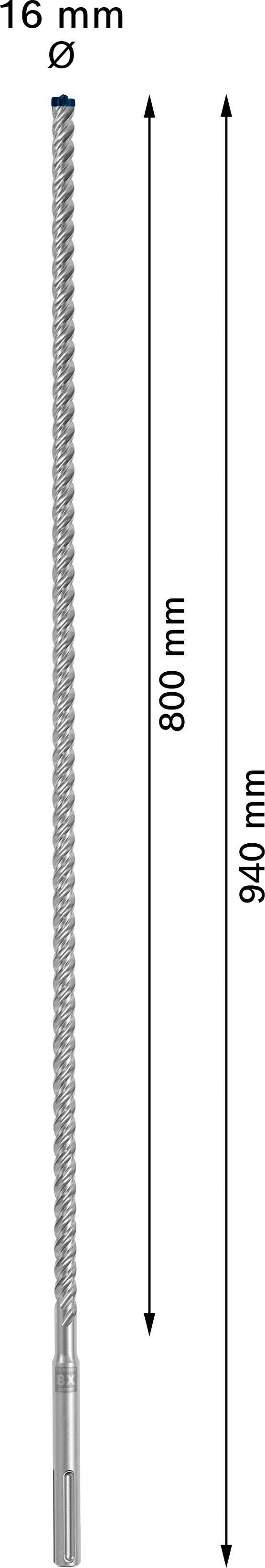 Vrták do betonu SDS MAX-8X Bosch EXPERT Dostupné varianty: Vrták do betonu SDS MAX-8X Bosch EXPERT 16x800x940 mm