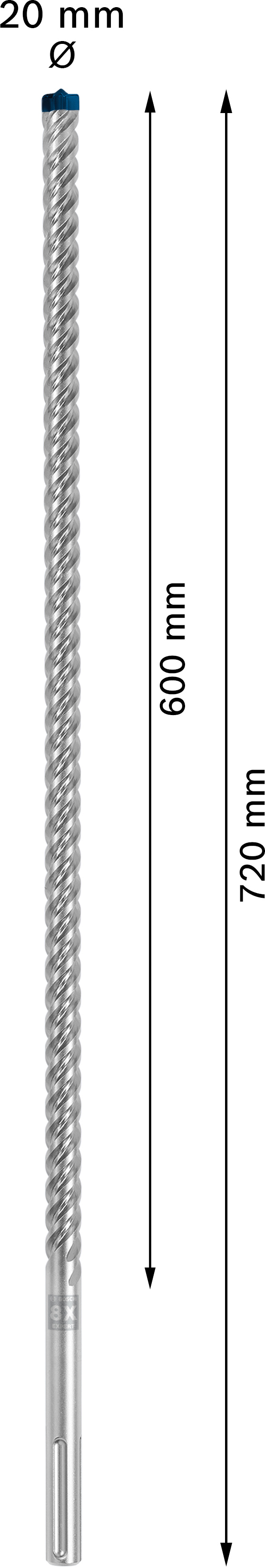 Vrták do betonu SDS MAX-8X Bosch EXPERT Dostupné varianty: Vrták do betonu SDS MAX-8X Bosch EXPERT 20x600x720 mm