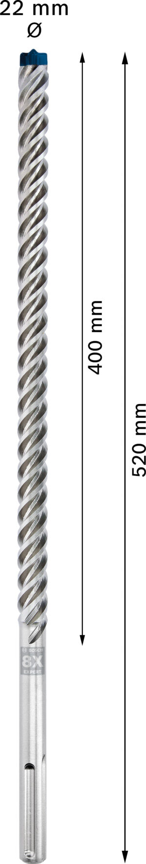 Vrták do betonu SDS MAX-8X Bosch EXPERT Dostupné varianty: Vrták do betonu SDS MAX-8X Bosch EXPERT 22x400x520 mm